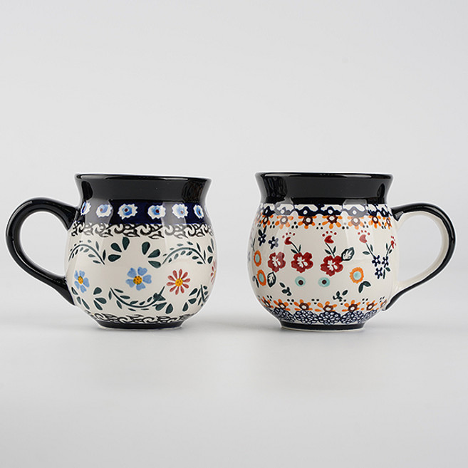 폴란드풍 수입 커피 차 도자기 항아리 머그컵 2P 세트 350ml, 아데&아이, 1개