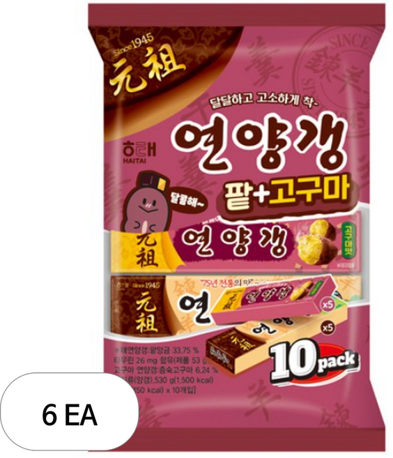 해태제과 연양갱 팥+고구마 10p, 6개, 530g