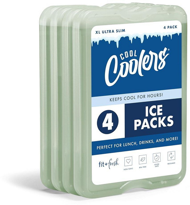 Fit & Fresh Cool Coolers XL 슬림 아이스 팩 도시락 및 쿨러용 빠른 냉동 재사용 가능한 아이스 팩 오래 지속되는 공간 절약형 쿨러 아이스 팩 라이트, 세이지