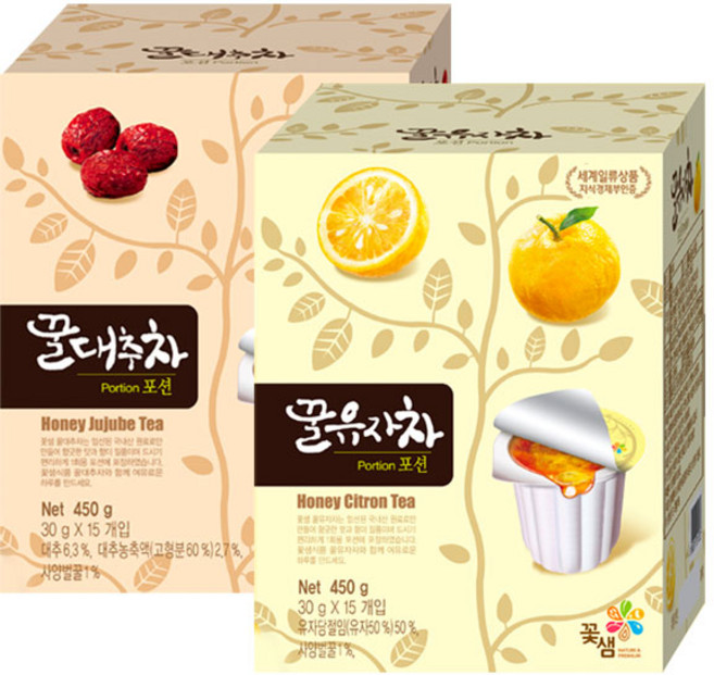 꽃샘 유자차 포션 15T+대추차 포션 15T, 15개입x2개, 30g, 1개, 15개입