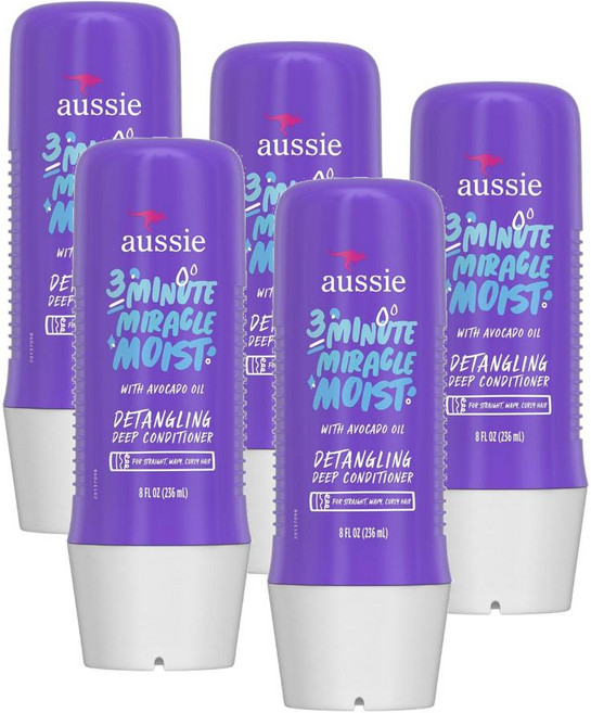오지 3분 미라클 모이스트 딥 컨디셔너 Aussie 3 Minute Miracle Moist Deep Conditioner, 5개, 237ml