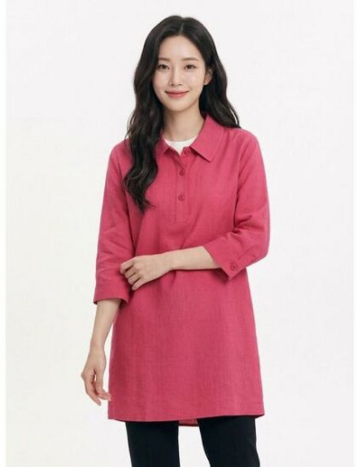 크로커다일 레이디 페미닌 인견 셔츠형 풀오버 블라우스 다크핑크 CLBMBL506 463700