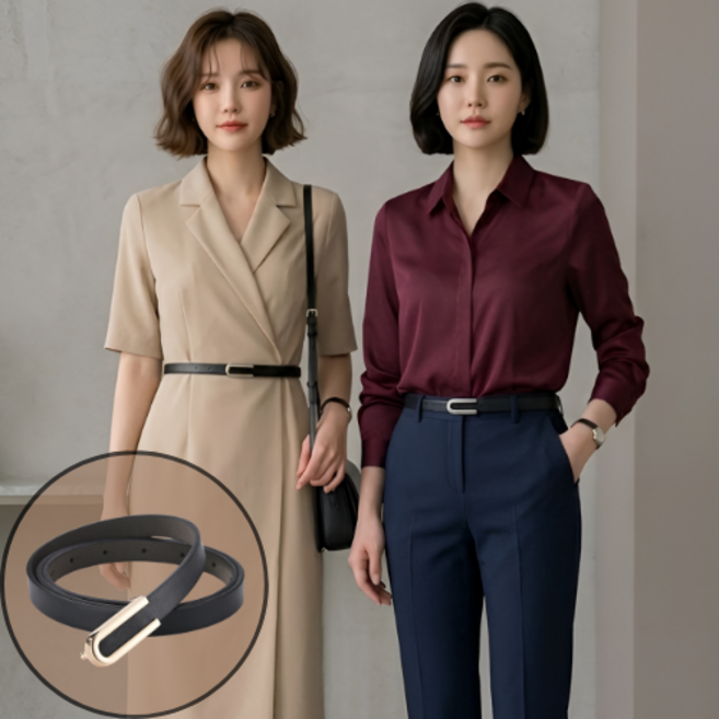 쿠할 고급 여성 원피스 벨트 패션 슬림 가죽 얇은 정장 허리띠