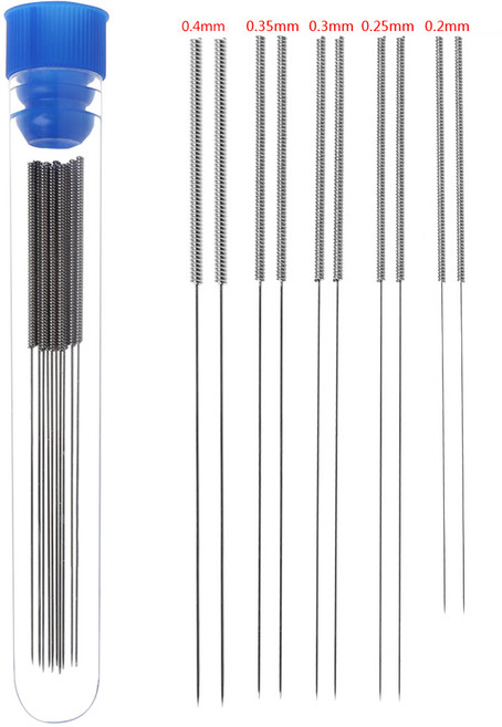 10개 3D 프린터 노즐 청소 바늘 키트 스테인리스 스틸 청소 도구 0.2mm/0.25mm/0.3mm/0.35mm/0.4mm, BK, 1개, 1) BK