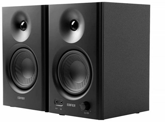 Edifier MR4 파워 스튜디오 모니터 스피커 10.2cm(4인치) 액티브 니어 필드 레퍼런스 스피커 - 블랙 (쌍), Black