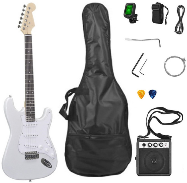 DOMINO STORY 입문용 일렉기타 초보자 일렉트릭 전자기타 앰프포함 중급자, 화이트, 1개