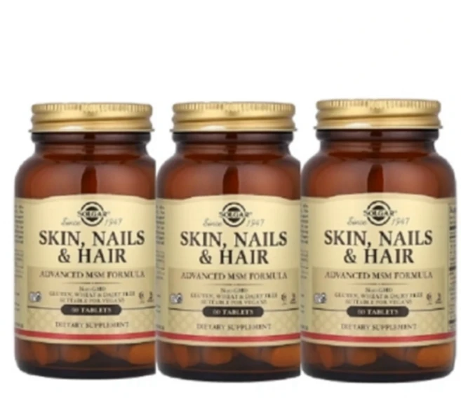 2+1 솔가 피부 손발톱 모발 고급 MSM 포뮬라 60정 비타민C 아연 구리 3통, 3개 - 쿠팡