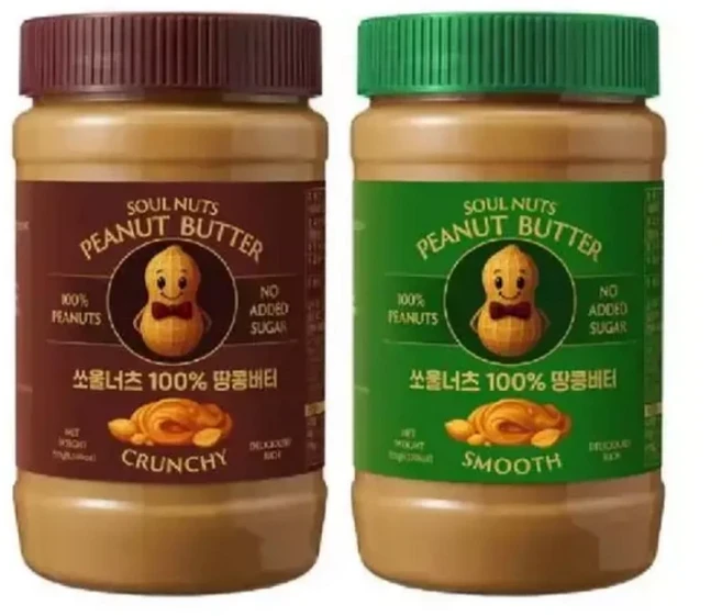 땅콩100 땅콩버터 크런치 +스무스, 1개, 500g