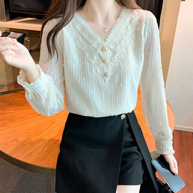 포플러앤씨 여성용 알리오네 레이스 블라우스 P25WBL092403