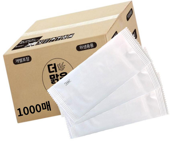 업소용물티슈 닦고먹자 1000매 일회용 개별포장 물티슈, 1개