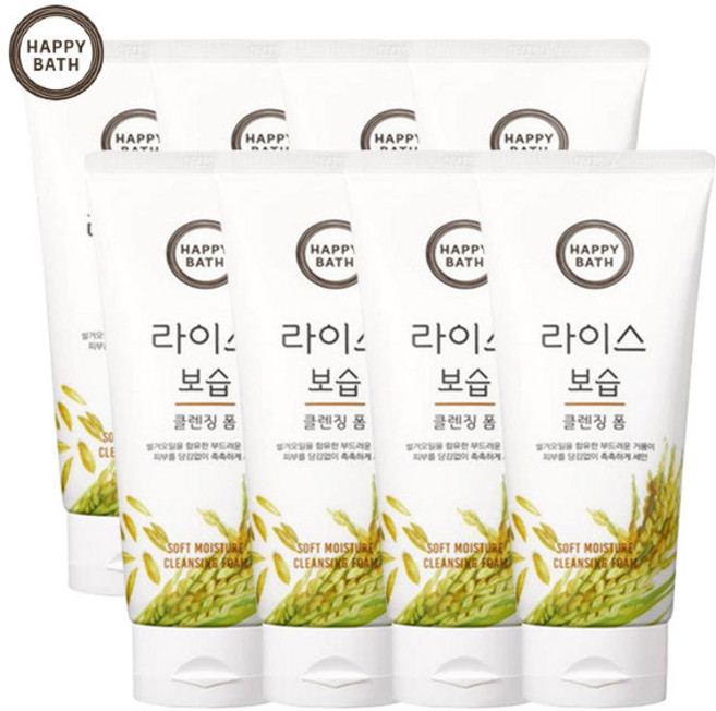 해피바스 라이스 보습 클렌징폼 200ml, 200g, 8개