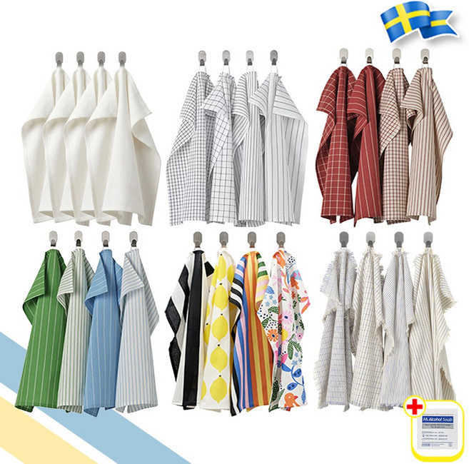 이케아 주방 다용도 핸드타올 키친 크로스 행주 손수건 with alcohol swap, 1세트