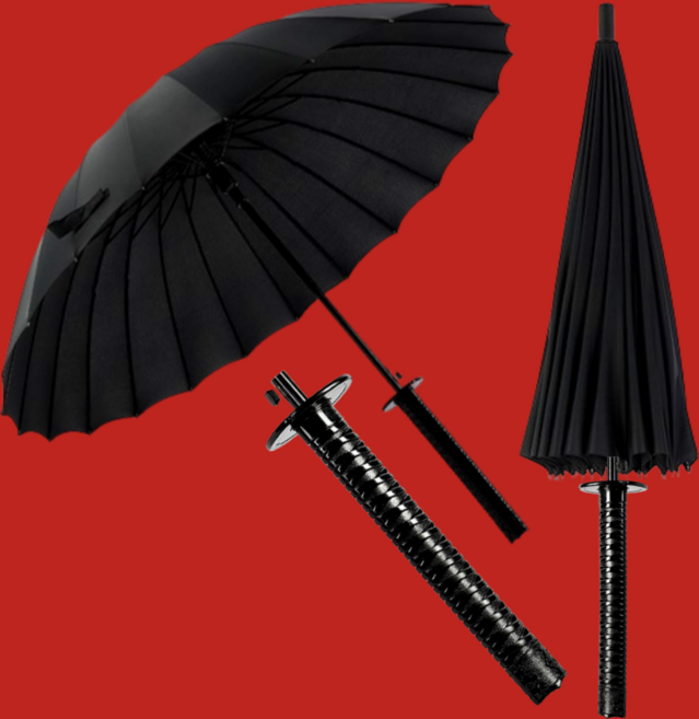 [1+1]검모양 우산 원피스 사무라이 장검 24살대 자동 멜빵 장우산 칼우산 칼모양