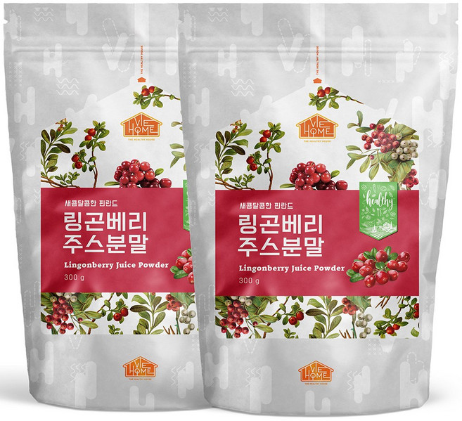 건강한우리집비옴 새콤달콤한 핀란드 링곤베리 주스 분말, 300g, 2개
