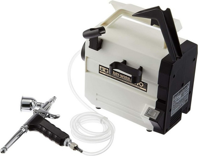 타미야 에어 브러시 시스템 시리즈 No.44 스프레이 워크 압축기 레보 II HG 트리거 에어 브러시 포함 페인트 공구 74544, 1개