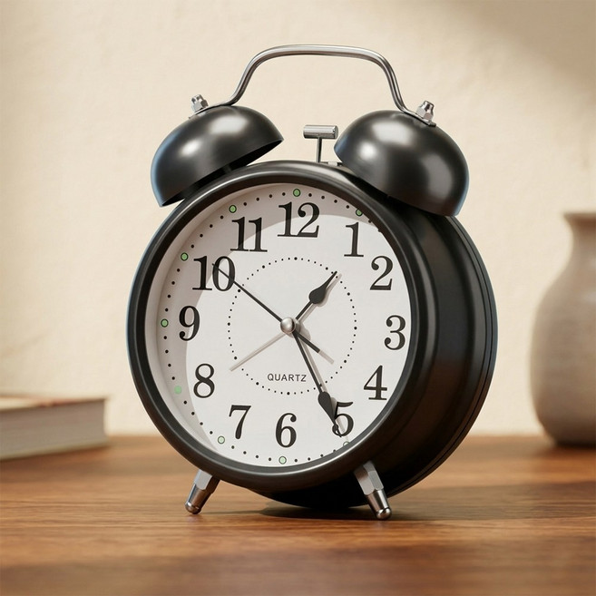 루벨르 무소음 자명종 시끄러운 알람시계, 블랙