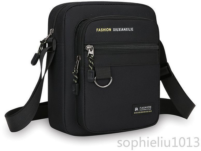 男士便攜包，運動大容量單肩包，防水斜挎包，日韓戶外運動背包，大容量豎款男包，潮流耐磨手拿包, 黑色