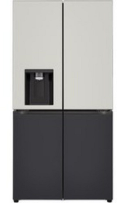 [색상선택형] LG전자 오브제 디오스 4도어 매직스페이스 얼음정수기 냉장고 메탈 방문설치, W824MGB172S