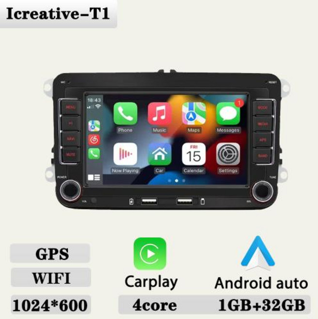 안드로이드 오토 올인원 폭스바겐 골프 5 6 파사트 B6 B7 CC VW 6R 제타 티구안 카플레이 멀티미디어 내비게이션 자동차 라디오 2Din, 없음, 2) 1G 32G