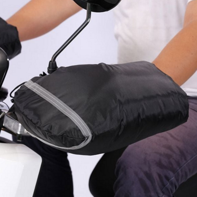 오토바이 핸들 커버 겨울 방풍 스쿠터 바이크 핸들 워머 방한 토시 킥보드 손잡이, 블랙