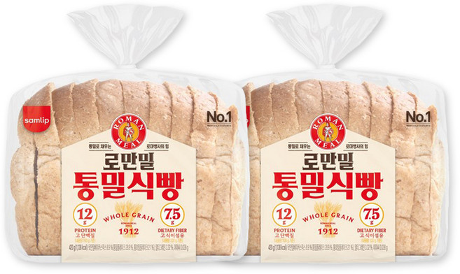 삼립 로만밀 통밀식빵, 420g, 2개
