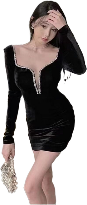 셀럽당 스퀘어 칼라 기질 큐빅 슬림 스커트M0846