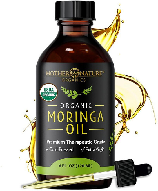 모링가 오일 - USDA 인증 유기농 100% 순수 냉압착 및 비정제 글루텐 프리 오일 (59ml/2온스) - 피부 얼굴 바디 및 모발을 위한 천연 모이스처라이저 - G, 1, 59ml
