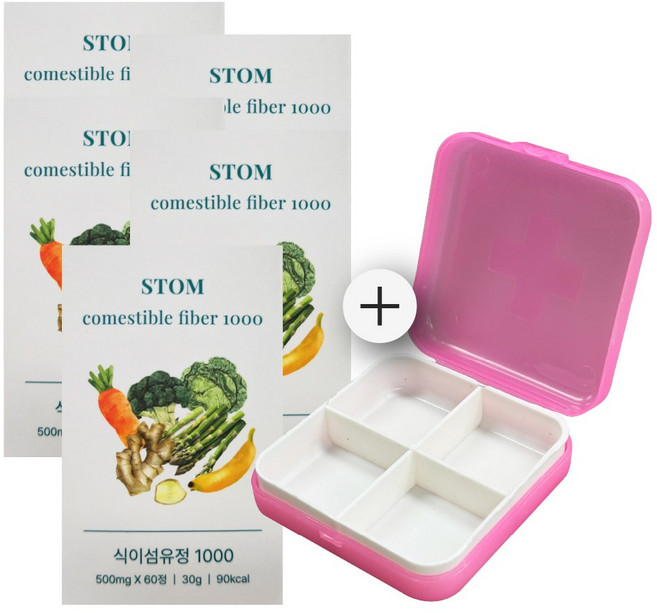 스톰 STOM 식이섬유정 1000 추가 알약 케이스 1P 증정, 5개, 60정