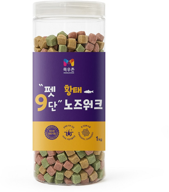 목우촌 펫9단 노즈워크 훈련용 칭찬간식 져키 트릿 큐브, 1개, 1kg, 황태