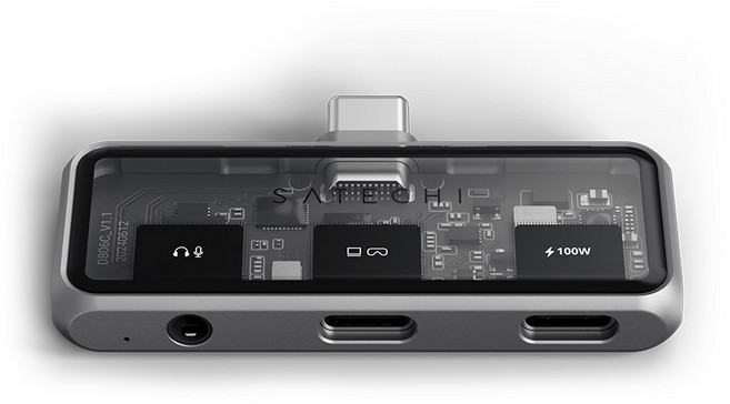 사테치 4K PD 100W 모바일 XR 투명 허브, 스페이스 그레이, 1개