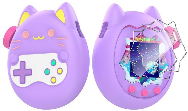 For Tamagotchi Paradise(다마고치 파라다이스) 케이스 + 2장 필름 포함 Mosasa 소프트 실리콘 세련된 귀여운 슬림형 지문방지 황변방지 낙하방지 안심 보호 경