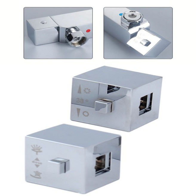 손잡이 핸들 사각형 샤워 온도 조절 핸들 손잡이 SMA 온도 조절 목욕 샤워 믹서 용 크롬 온도 조절 핸들