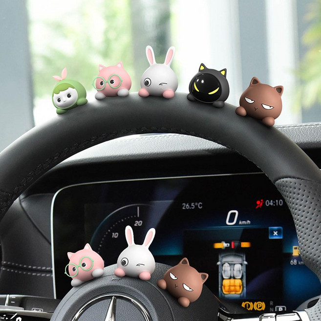AIWALOT 차량용 피규어 | 자동차 장식 인형 | 귀여운 캐릭터 디자인 | 차 인테리어 소품 | 인테리어 피규어 | 선물하기 좋은 인형, 1개, 검은 고양이 B