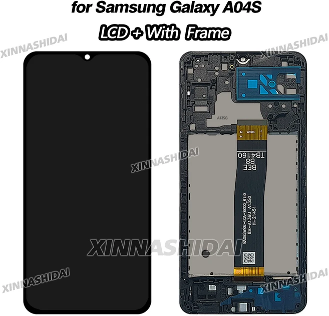 6.5 "삼성 갤럭시 A04S LCD 디스플레이 터치 스크린 디지타이저 어셈블리에 대한 새로운 교체 프레임 포함, 02 TFT With Frame