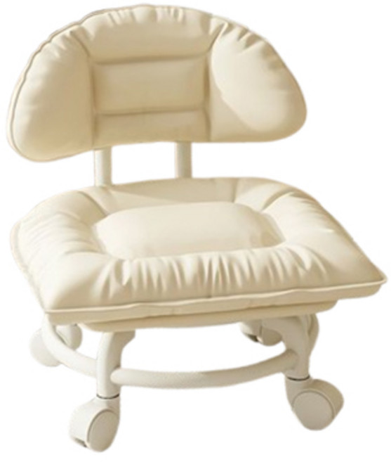 다나에 앉은뱅이 바퀴의자 스툴 360 회전의자 등받이 의자+크세라스 머리끈, 횐색