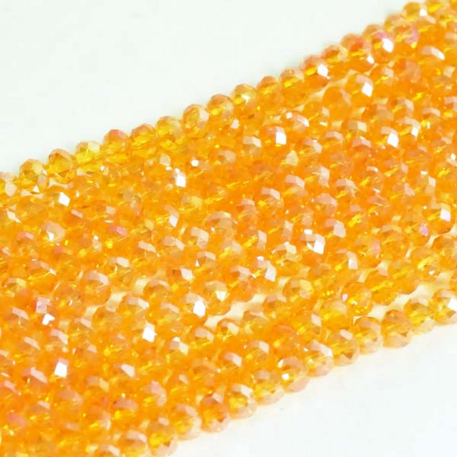 선우몰 크리스탈 4mm 팔찌재료 론델컷 3x4 팔찌만들기 비즈공예 크리스탈 팔찌 큐빅 원석 공예, 오렌지, 1개