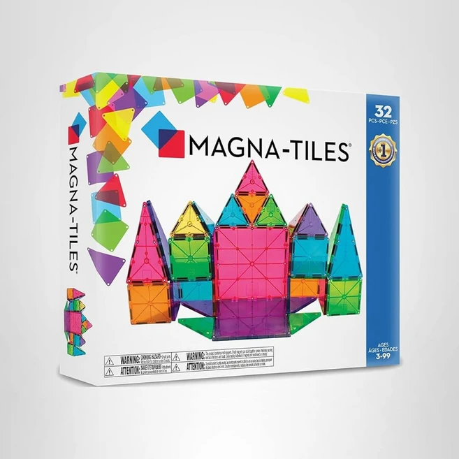 MAGNA-TILES 클래식 32피스 마그네틱 건설 세트 오리지널 빌딩 브랜드, 1개 - 쿠팡