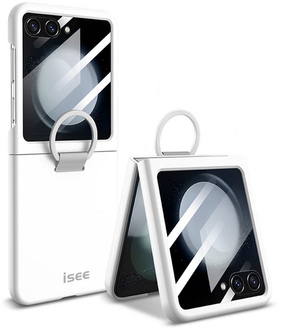 아이시(isee) Z플립5/6/7호환 일체형 하드 액정보호유리 with 링 케이스