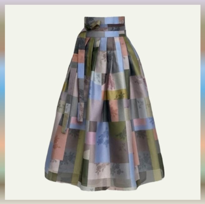 [민주화한복] 꽃 조각보 허리치마