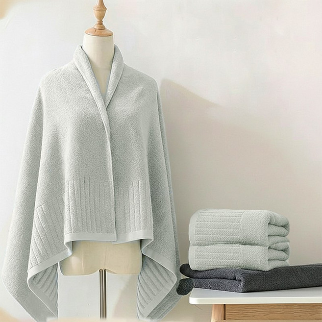 Niftynest 수건 비치타올 100% 순면 대형수건 50수 호텔수건 목욕타올 바디 목욕 바스 타월 큰수건 대형수건 140cm*70cm 2장 목욕타올, 그레이 민트, 1세트