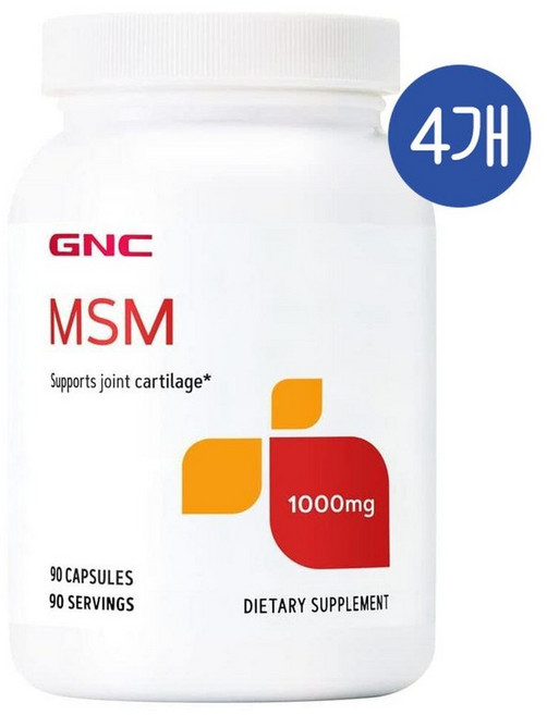 지엔씨 식이유황 1000mg 캡슐 GNC MSM, 90정, 4개