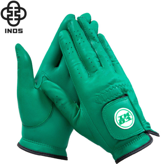 여성용 이노스골프 천연 올양피 양손 골프장갑, 1개, 그린