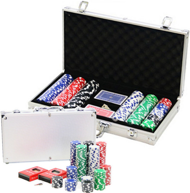 300P 포커가방 + 포커칩 중급 풀세트 알루미늄 하드케이스 포커칩 케이스 카지노칩 케이스 훌라 포커 홀덤 트럼프 경기용 카, 1개