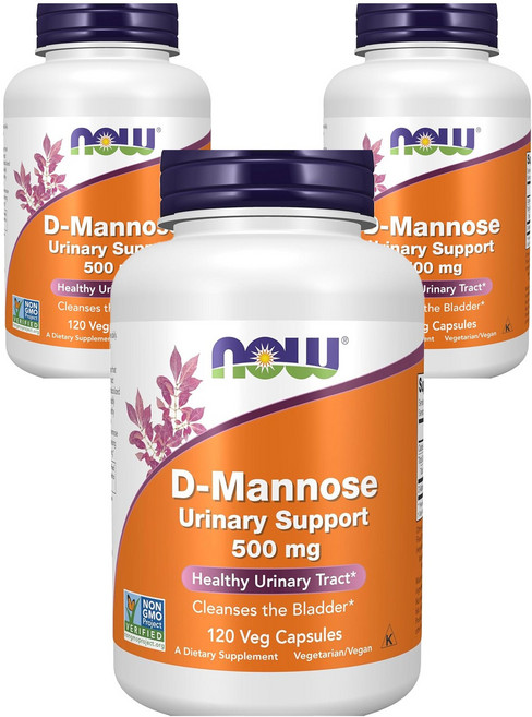 NOW Foods D-甘露糖素食膠囊 500mg, 120顆, 3罐