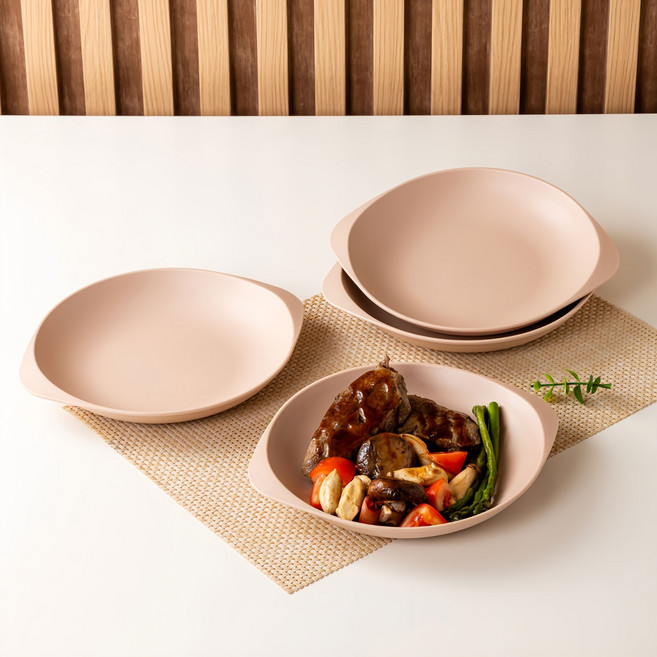 아띠홈 올더플레이트 원형접시 4p, 베이지, 1세트