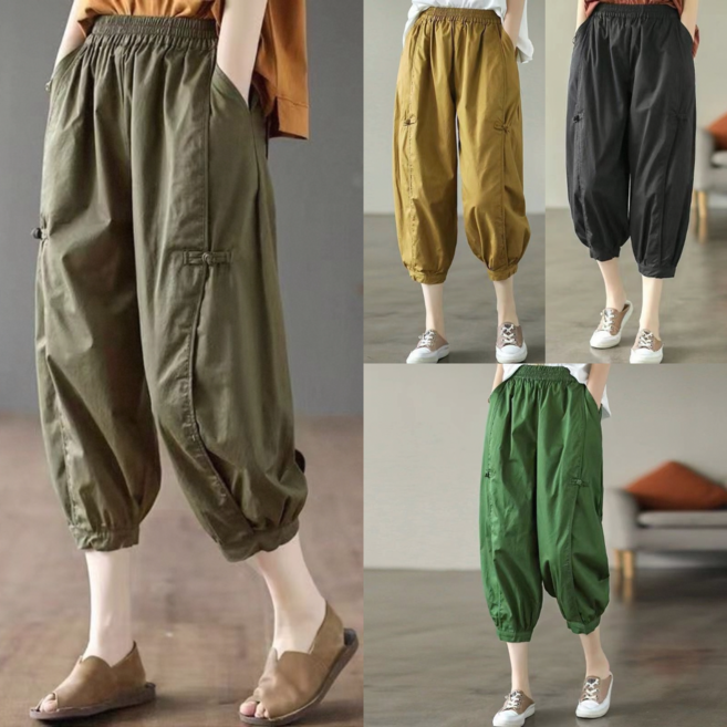 Asure 여성 카고바지 7부바지 배기팬츠 밴딩바지 퓨전한복