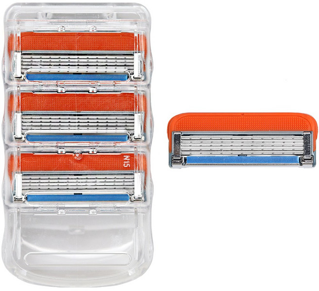 온비유 퓨전5 파워 프리미엄 밀착 5중 면도날 질레트 호환, 1개, 4개입