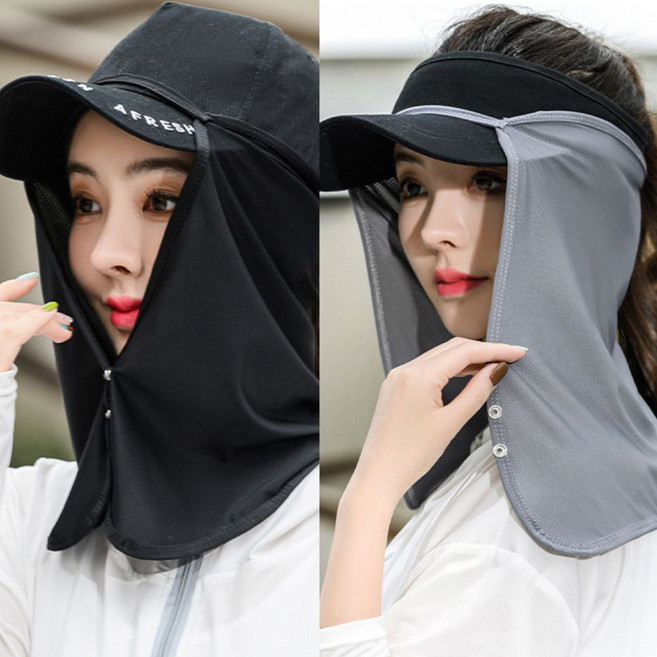1+1 자외선차단 얼굴 햇빛가리개 UV 차단 골프 자전거 러닝 야외 모자부착
