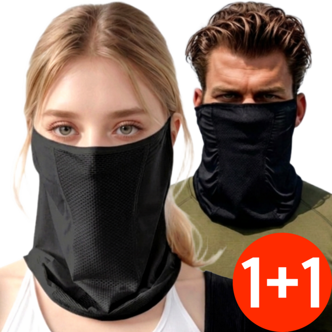 트레조르 자외선 차단 쿨 스포츠 골프 마스크 1+1, 블랙+블랙, 2개