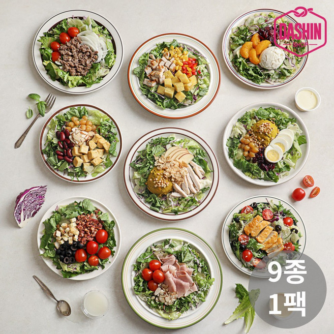 [다신샵] 식사대용 한스푼샐러드 도시락 9종 1팩 골라담기 / 주문후제조, 두부 샐러드 1팩, 1개